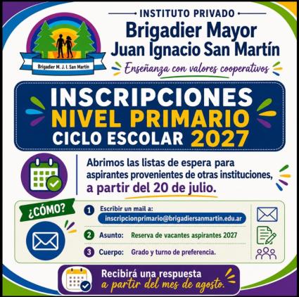 INSCRIPCIONES CICLO ESCOLAR 2027