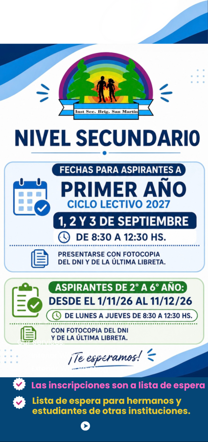 CICLO ESCOLAR 2027 - NIVEL SECUNDARIO